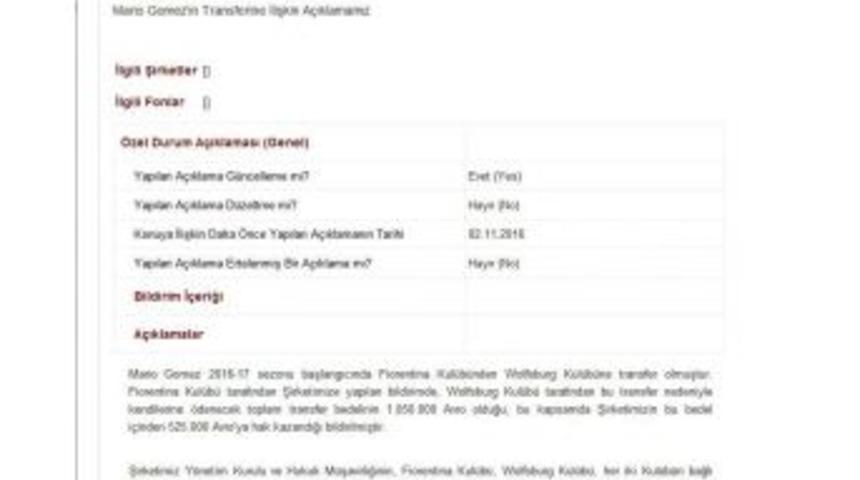 Beşiktaş&rsquo;tan Gomez A&ccedil;ıklaması