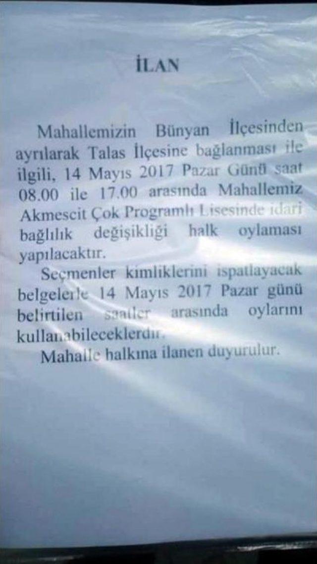 Kayseri’De, Akmescit Mahallesi Yeniden Referanduma Gidiyor