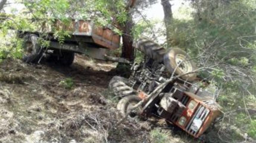 Şarampole U&ccedil;an Trakt&ouml;rden Yara Almadan Kurtuldu