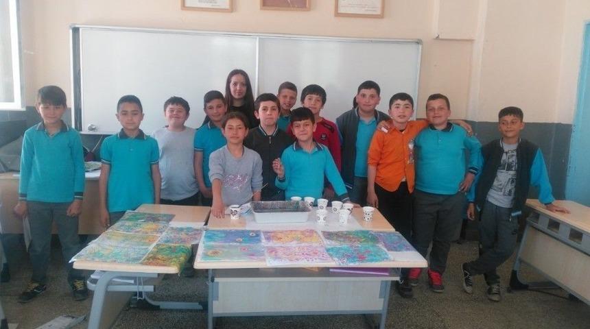 Balyalı &Ouml;ğrenciler Ebru Sanatı İle Tanıştı