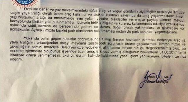 Sinop'ta 'bisiklet Yasağı' Iddiasına Başkandan Tepki