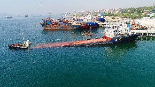 (özel Haber) Kartal Sahilinde Su Alarak Batan Gemi Havadan Görüntülendi