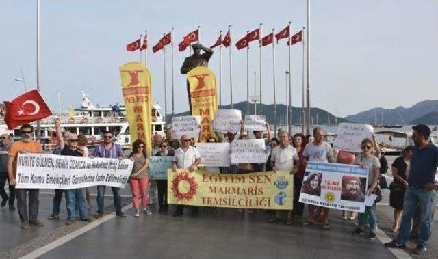 Marmaris'te Açlık Grevindeki Akademisyen Ve Öğretmene Destek Eylemi