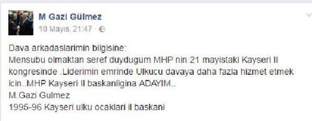 Mhp Kayseri İl Başkanlığı'na Aday Olunca Görevden Alındı