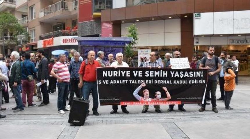A&ccedil;lık Grevindeki Nuriye G&uuml;lmen Ve Semih &Ouml;zak&ccedil;a'ya Destek Eylemi