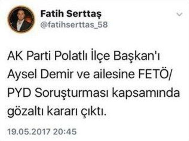 Ak Parti Polatlı İlçe Başkanı Demir’den Fetö İddialarına Yalanlama