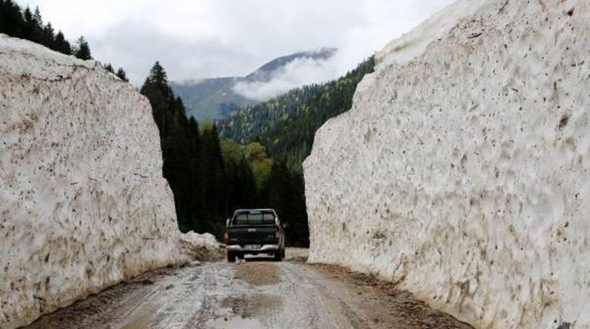 Yaylalarda Karla Kaplı Yollar A&ccedil;ılıyor