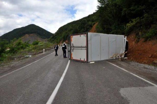 Bartın'da Et Yüklü Kamyon Devrildi: 1 Yaralı