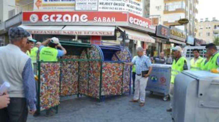 Erdemli&rsquo;de &Ccedil;&ouml;p Bidonlarına Estetik Kafes