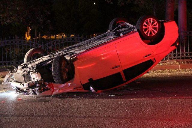 Otomobiliyle Takla Atan Alkollü Sürücü Yaya Olarak Kaçtı