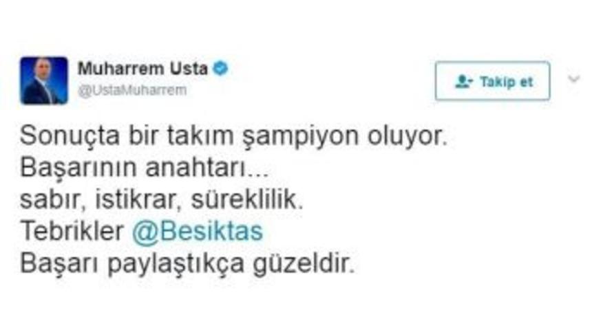 Muharrem Usta, Beşiktaş&rsquo;ı Tebrik Etti