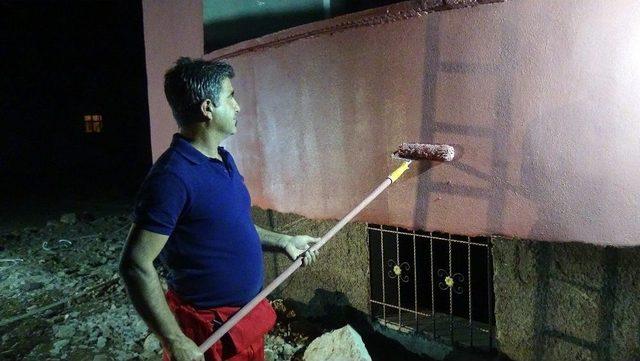 Silopi&rsquo;de İnşaat İş&ccedil;ileri Gece Mesaisinde 1