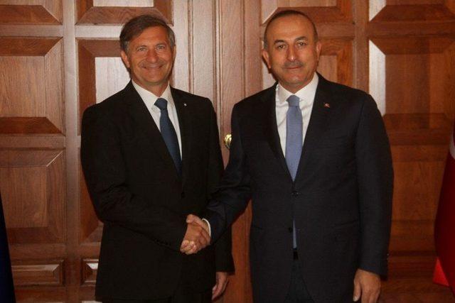 Bakan Çavuşoğlu, Slovenya Dışişleri Bakanı Erjavec İle Bir Araya Geldi