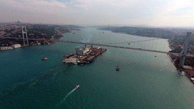 Türk Akımı İçin Gelen Dev Gemi Havadan Görüntülendi