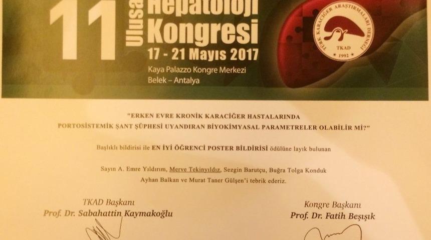 Ga&uuml;n&rsquo;e En İyi Poster Bildiri &Ouml;d&uuml;l&uuml;