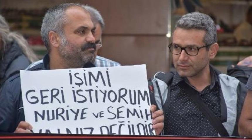 İzmir'de Nuriye G&uuml;lmen Ve Semih &Ouml;zak&ccedil;a'ya Destek Eylemi