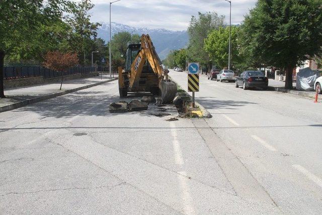 Ordu Caddesinde Refüj Yenileme Çalışmaları