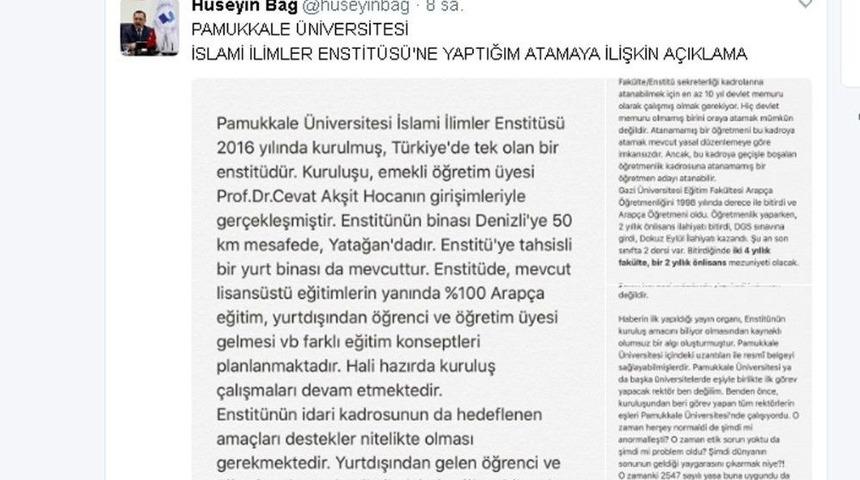 Pa&uuml; Rekt&ouml;r&uuml; Bağ, Eşini Atamasını Sosyal Medya &Uuml;zerinden Savundu