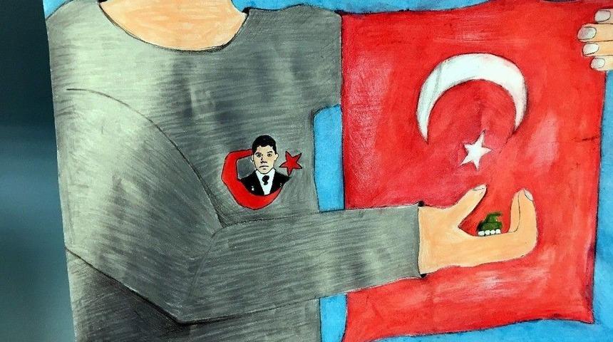 Yozgat&rsquo;ta &Ouml;ğrencilerden 15 Temmuz Resim Sergisi