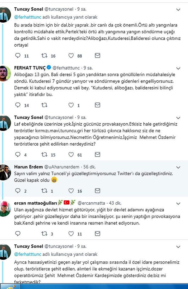 Tunceli Valisi ile Ferhat Tunç, sosyal medyada atıştı