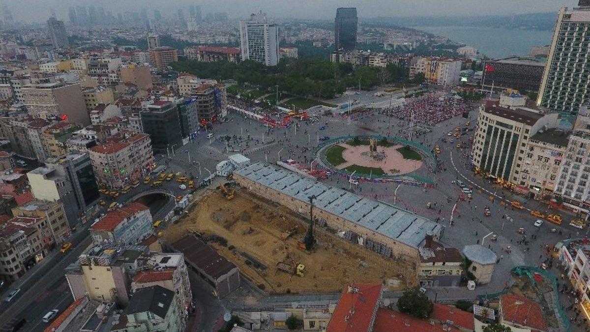 Taksim Cami&rsquo;nin İnşaat &Ccedil;alışmalarındaki Son Durum Havadan G&ouml;r&uuml;nt&uuml;lendi