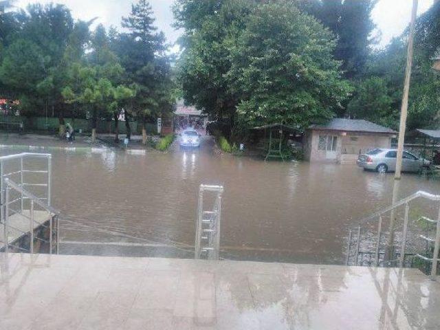 Karne Günü Okulun Önü Göle Dönünce, Öğrerenciler Araçla Tahliye Edildi