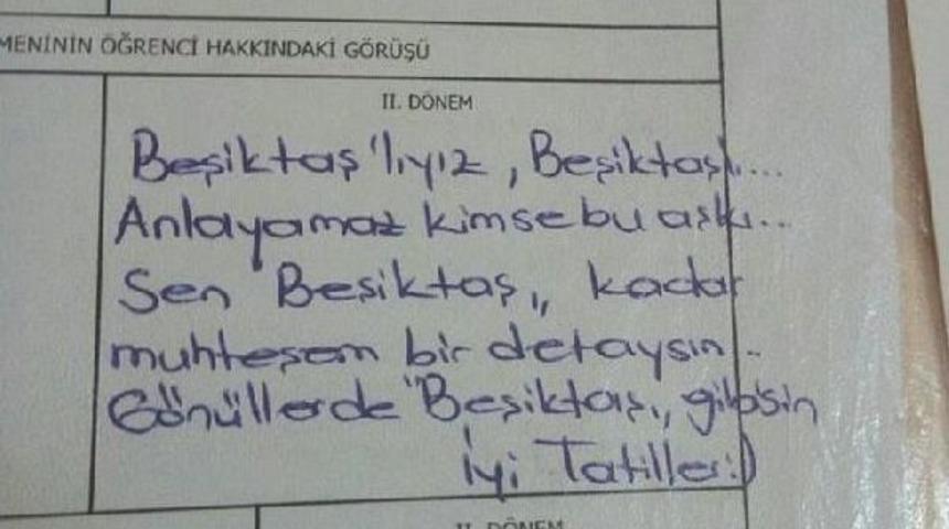 Fanatik Beşiktaşlı &Ouml;ğretmenden Ilgin&ccedil; Karne Notu