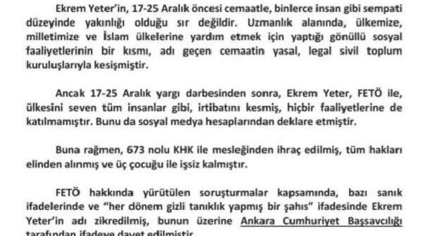 B&uuml;lent Arın&ccedil;: Ekrem Yeter, Damadım Olduğu I&ccedil;in Değil; Hukukun Gereği Olarak Serbest Bırakılmıştır