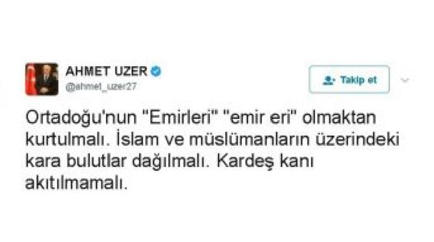 Ak Parti&rsquo;li Uzer: "ortadoğu&rsquo;nun Emirleri, &rsquo;emir Eri&rsquo; Olmaktan Kurtulmalı&rdquo;