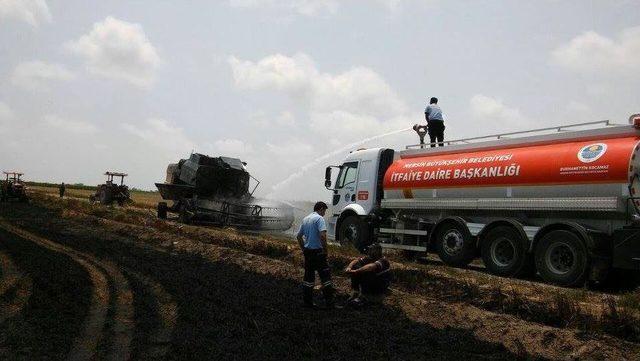 Hasatta Alev Alan Biçerdöver, 25 Dönüm Ekili Alanı Yaktı