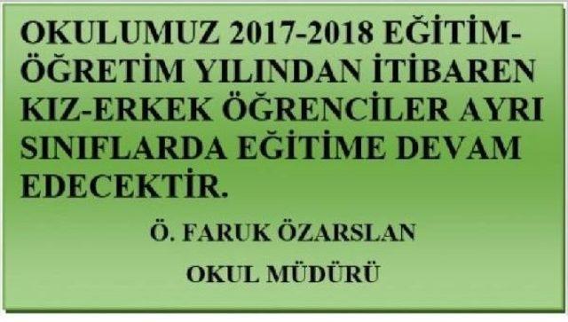 Lise'de Sınıfları Kız Ve Erkek Diye Ayıran Müdüre Soruşturma