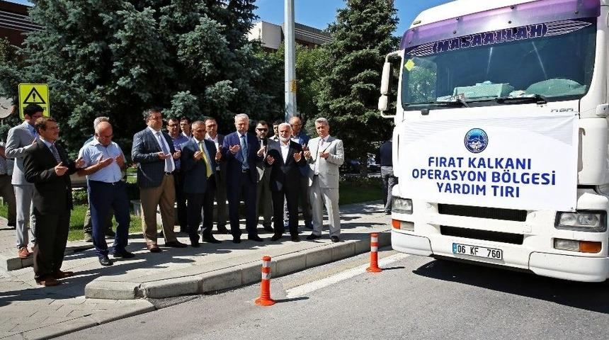 B&uuml;y&uuml;kşehir&rsquo;den Fırat Kalkanı&rsquo;nda Ter&ouml;rden Temizlenen B&ouml;lgeye İaşe Yardımı