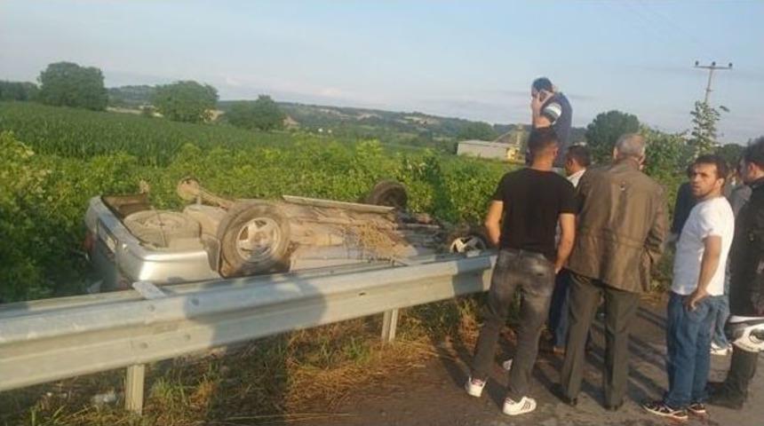 Otomobil Ters D&ouml;nd&uuml;: 2 Yaralı