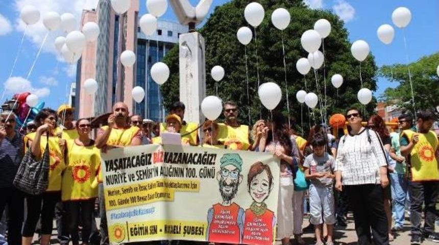 G&uuml;lmen Ve &Ouml;zak&ccedil;a I&ccedil;in G&ouml;ky&uuml;z&uuml;ne 100 Balon Bıraktılar