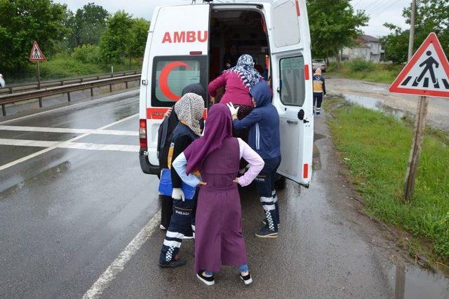 Yoldan Çıkan Otomobil Bankete Düştü