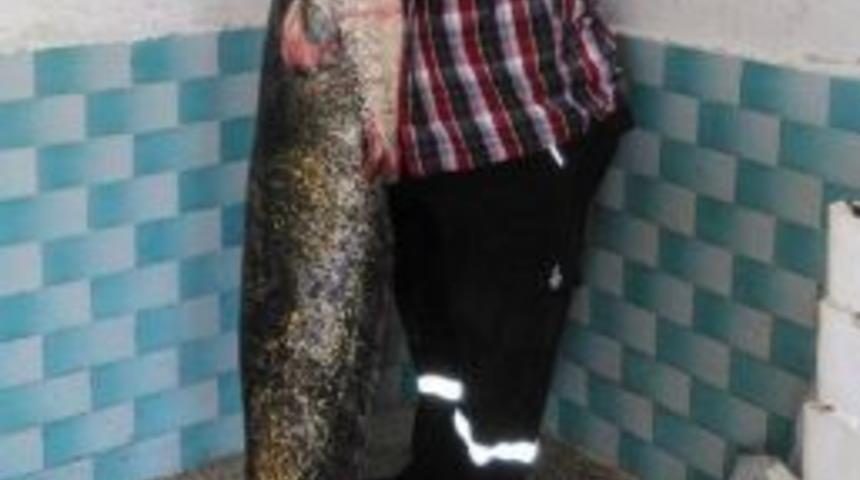 Boyu Kadar Balık Yakaladı