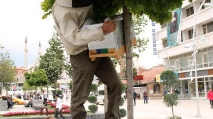 Ağa&ccedil;ta Toplanan Arılar Tedirgin Etti