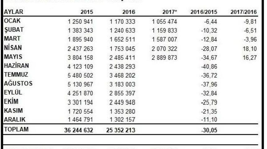 Yabancı Turist Girişleri Mayıs'ta Y&uuml;zde 16.27 Arttı