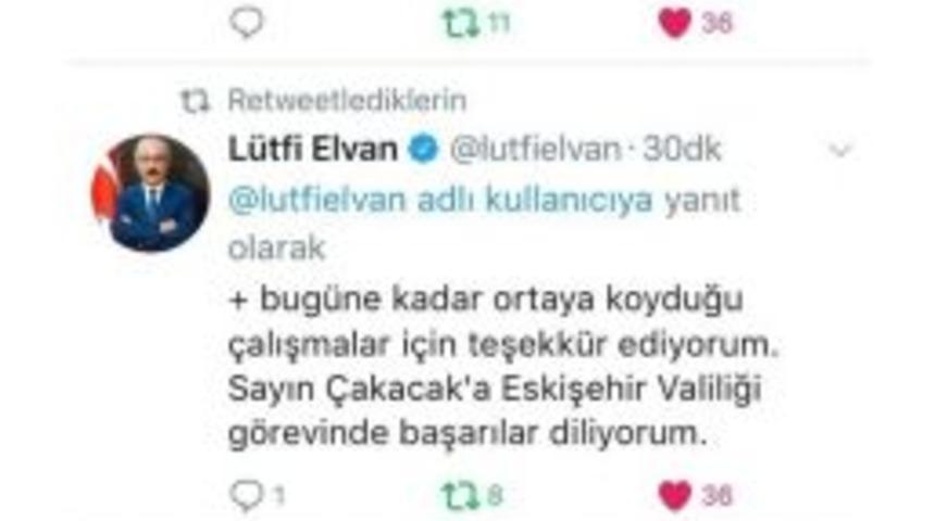 Bakan Elvan&rsquo;dan Vali &Ccedil;akacak&rsquo;a Teşekk&uuml;r