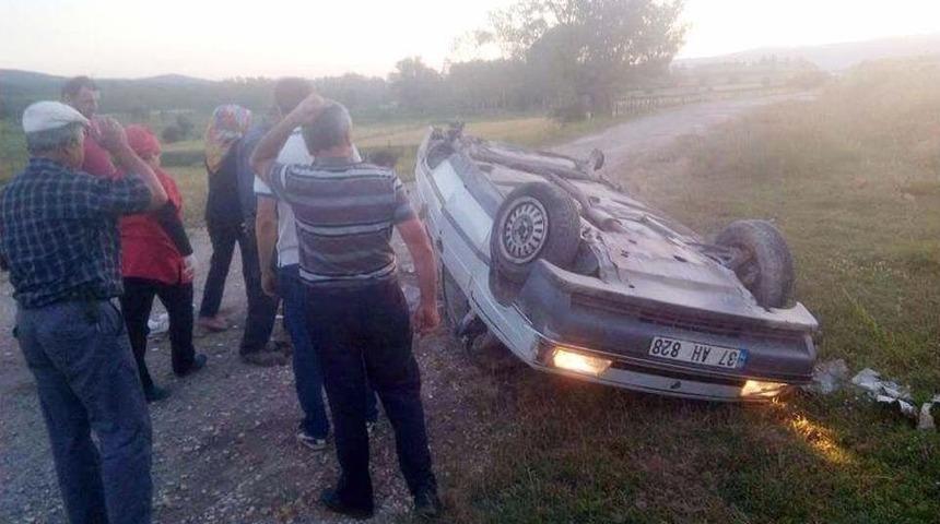 Direksiyonda Uyudu, Otomobil Takla Attı: 1 Yaralı