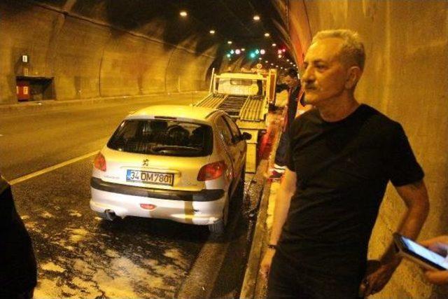 Bolu Dağı Tüneli'nde Otomobildeki Yangını Itfaiye Söndürdü