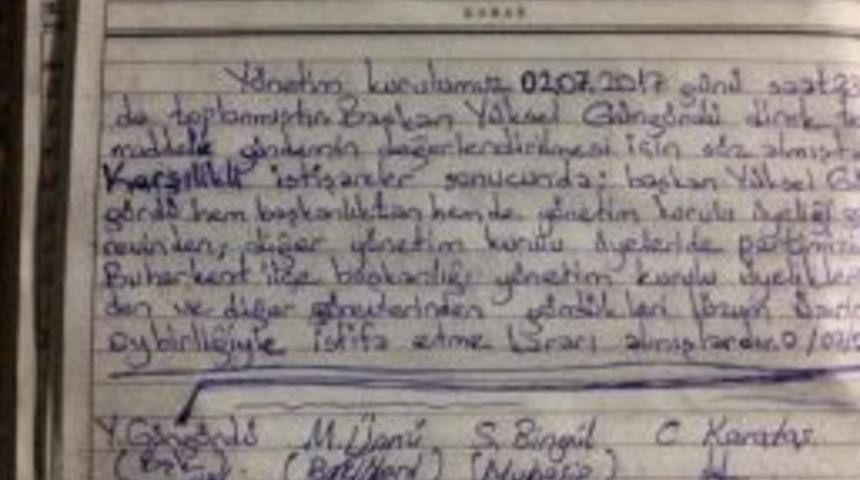 Mhp Buharkent Y&ouml;netimi İstifayı Sosyal Medyadan Duyurdu