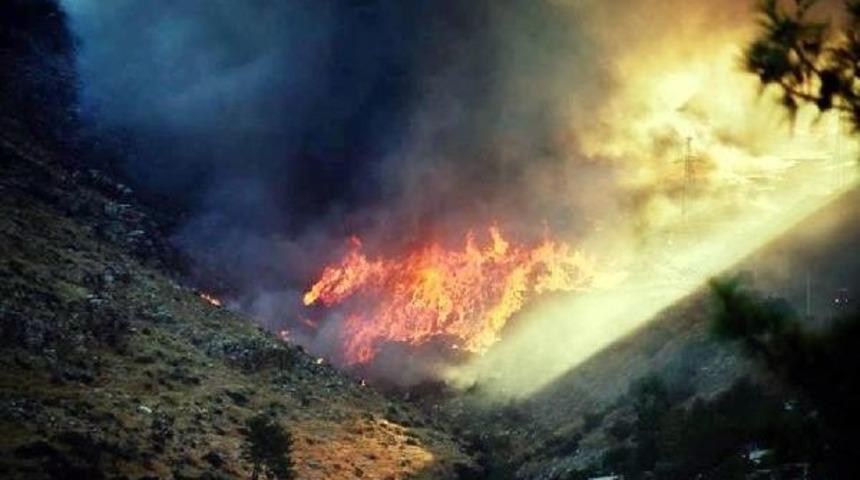 Bodrum'da &Ccedil;&ouml;pl&uuml;k Yangını G&ouml;ky&uuml;z&uuml;n&uuml; Siyaha B&uuml;r&uuml;d&uuml;