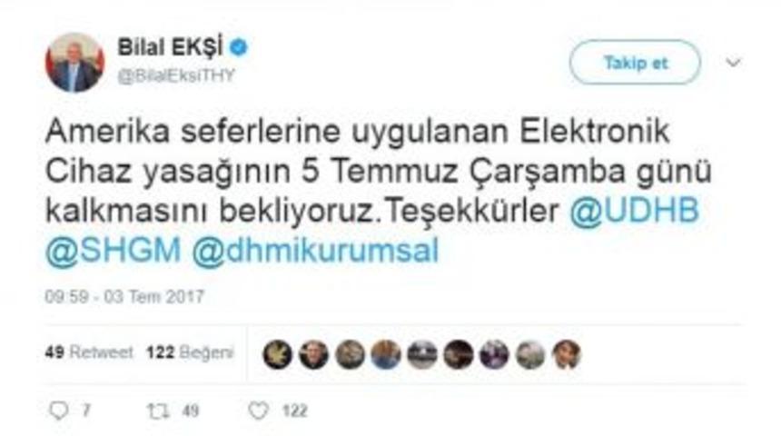 Abd U&ccedil;uşlarında Uygulanan Yasak Kalkıyor