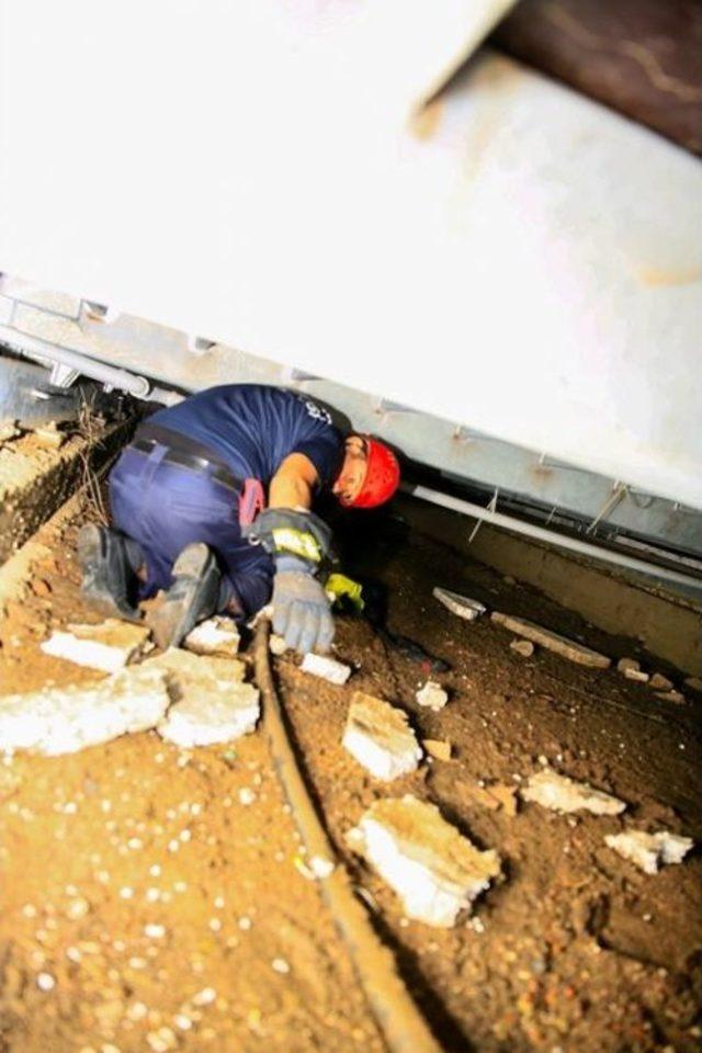 G&uuml;lhane Parkı&rsquo;nda Mahsur Kalan Tavşanı İtfaiye Ekibi Kurtardı 1