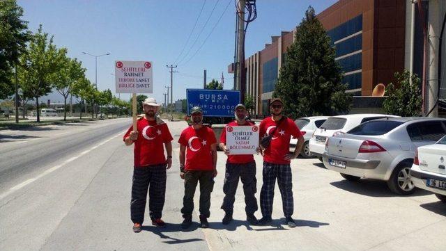 İnegöl’den Bursa’ya Şehitler İçin Yürüdüler