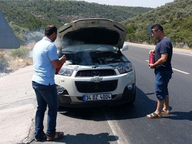 Milas’ta Seyir Halindeki Cip Alev Aldı