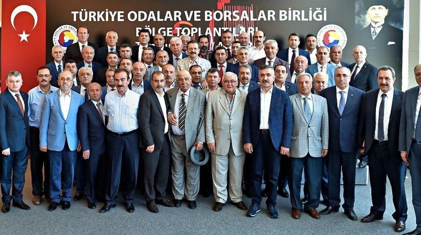 B&ouml;lge Oda Ve Borsa Başkanları Tobb&rsquo;da Buluştu