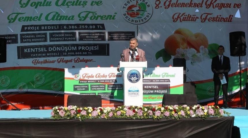 Başkan &Ccedil;elik, Yeşilhisar&rsquo;da Toplu A&ccedil;ılış Ve Temel Atma T&ouml;renine Katıldı