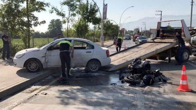 Otomobile Çarpan Motosiklet Alev Aldı, Sürücüsü Öldü